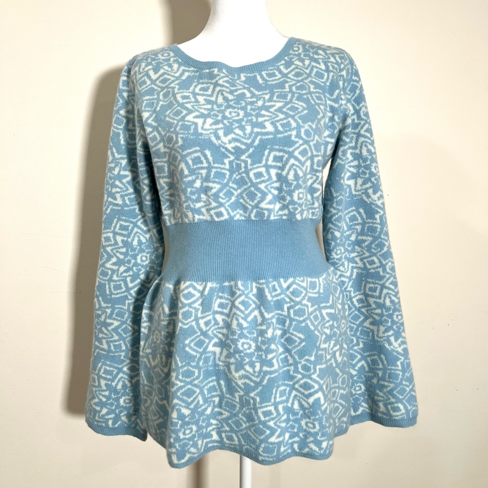 Sundance Middletown Sweater Tunic Lambswool Cashmere Angora Blend Blue Size M